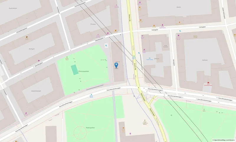 Karta över Fersens väg 9 i Malmö, i kvarteret Pilstorp vid Pilstorpsparken, mellan Helmfeltsgatan och Östra Rönneholmsvägen.